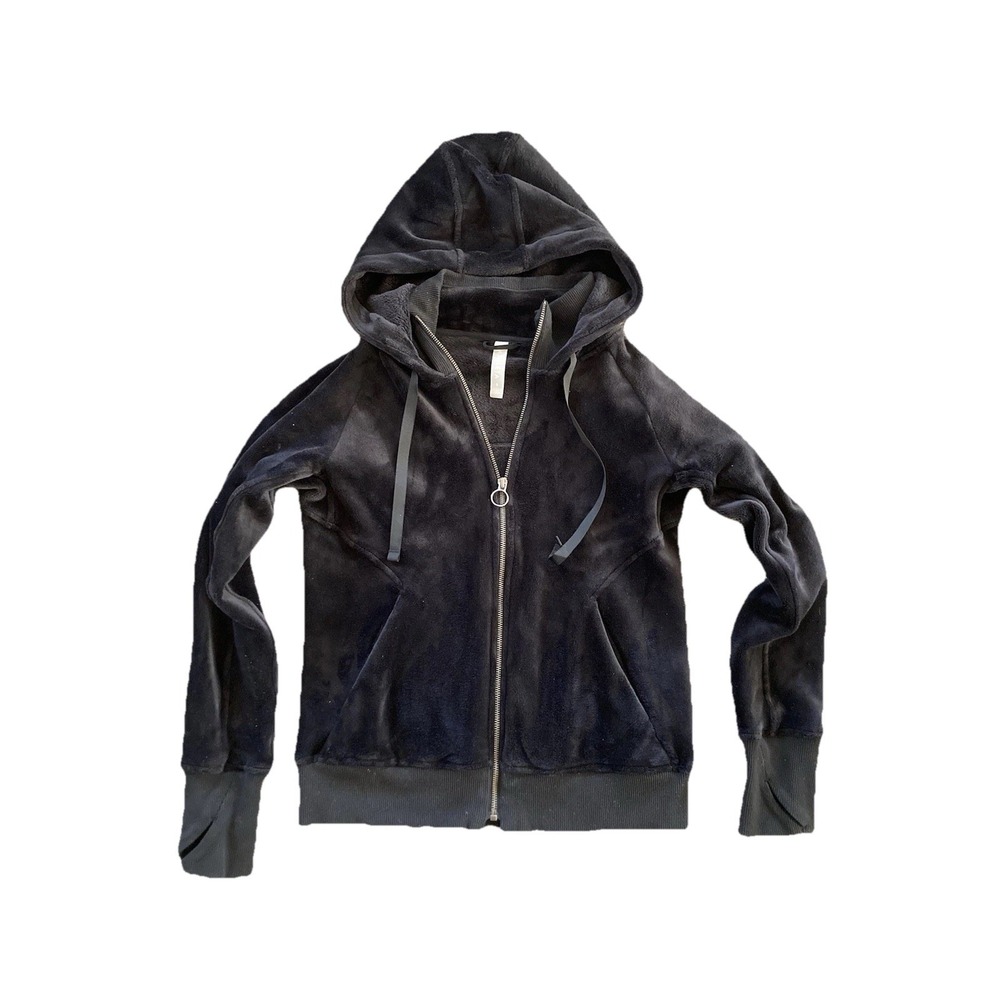 Athleta Triumph Hoodie Black Womans Size Small Zipper Pocket Cozy
